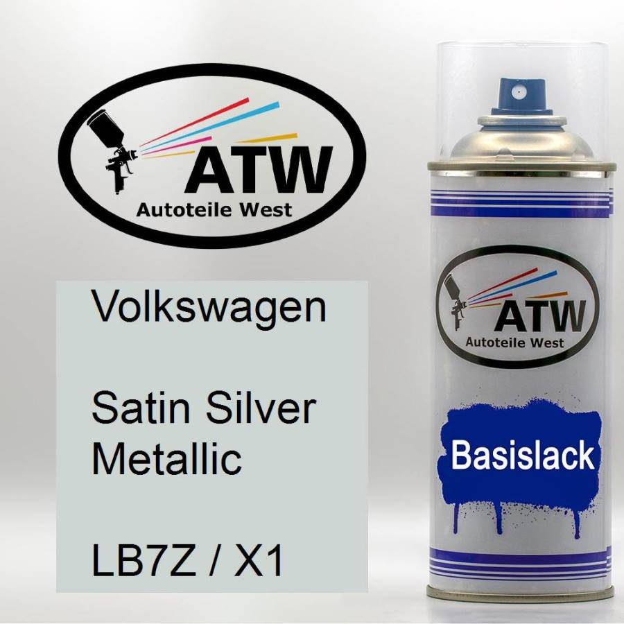 Volkswagen, Satin Silver Metallic, LB7Z / X1: 400ml Sprühdose, von ATW Autoteile West.